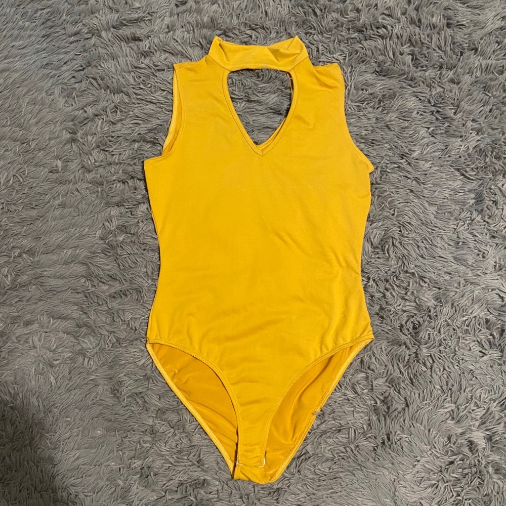 Rebel Sugar Sleeveless Mustard Yellow Bodysuit